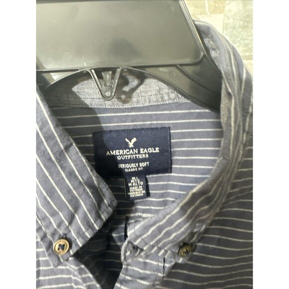 Men’s American Eagle Button Down Dress Shirt Classic Fit Blue Size Medium - Picture 9 of 9